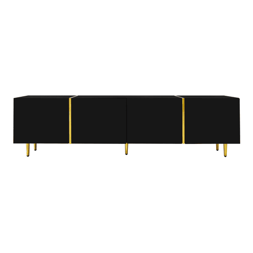 Móvel TV L 170 cm - com 4 portas - MDF - Preto