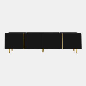 Móvel TV L 170 cm - com 4 portas - MDF - Preto