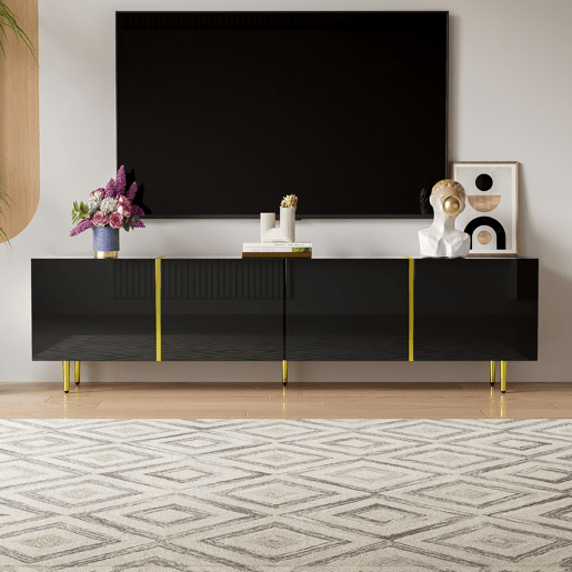 Móvel TV L 170 cm - com 4 portas - MDF - Preto