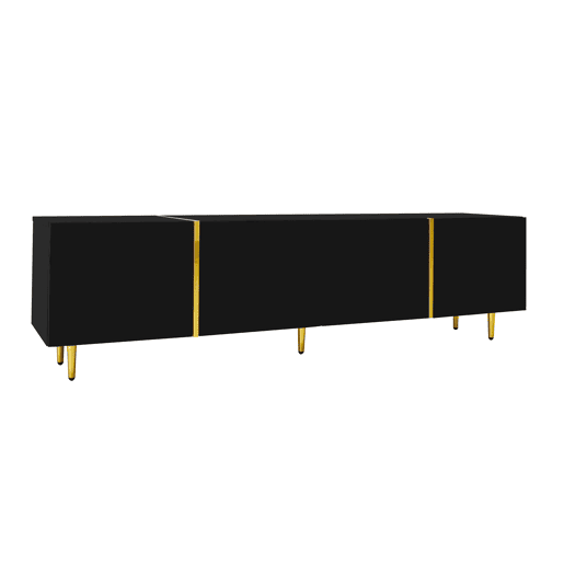 Móvel TV L 170 cm - com 4 portas - MDF - Preto