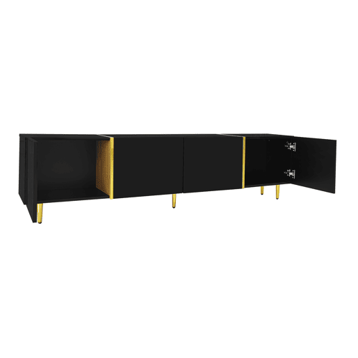 Móvel TV L 170 cm - com 4 portas - MDF - Preto