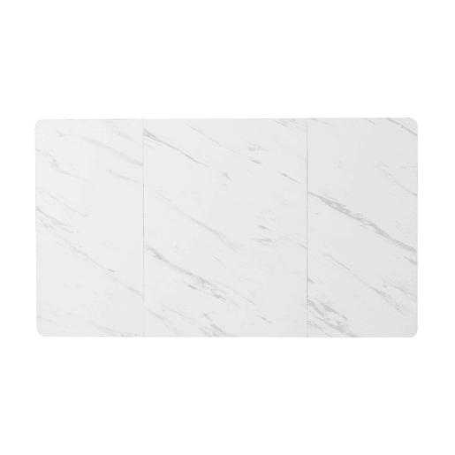 Mesa de jantar 140x80 cm com pés reguláveis - estrutura metálica - folheado de mármore - Preto e branco