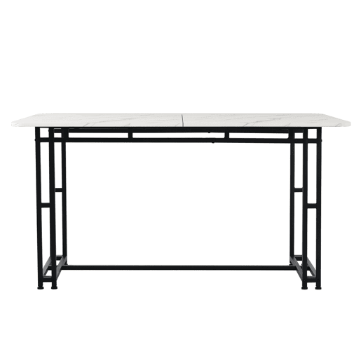 Mesa de jantar - tampo em mármore - pés em metal preto - 140x80cm - Preto e branco