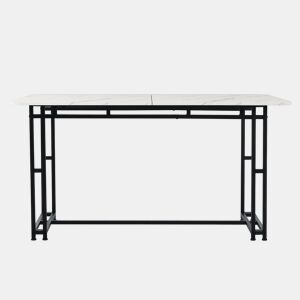 Mesa de jantar - tampo em mármore - pés em metal preto - 140x80cm - Preto e branco