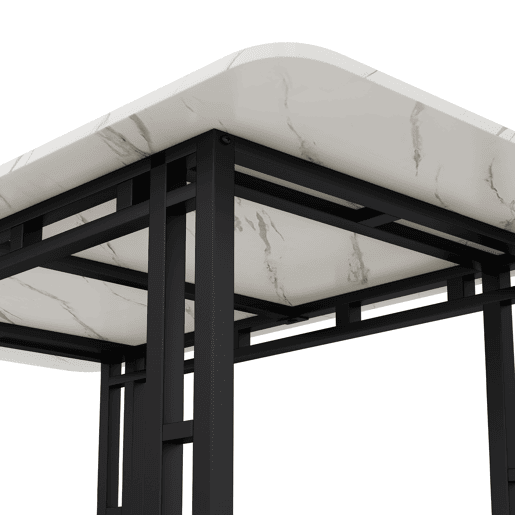 Mesa de jantar - tampo em mármore - pés em metal preto - 140x80cm - Preto e branco
