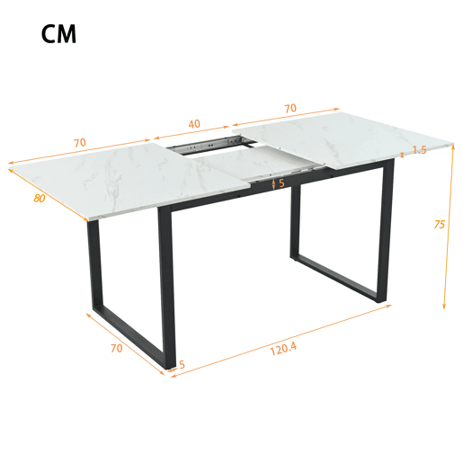 Mesa de jantar extensível multifunções - estilo industrial - Branco