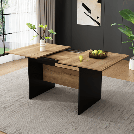 Mesa de jantar extensível para 4 a 6 pessoas - em MDF - Castanho