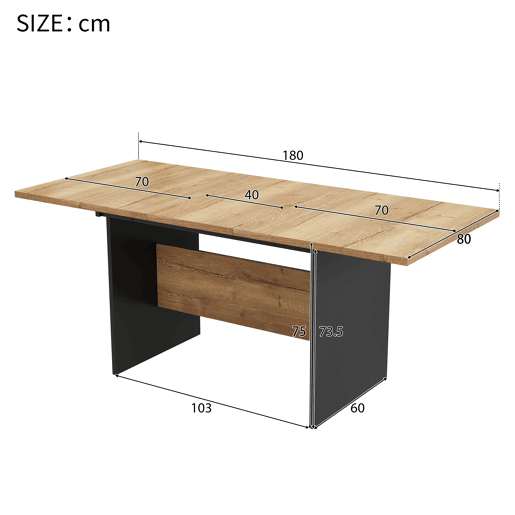 Mesa de jantar extensível para 4 a 6 pessoas - em MDF - Castanho