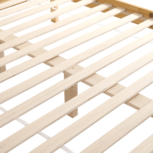 Cama de casal para adultos 160X200 cm - cabeceira em madeira de pinho e rotim - Natural Cama de casal para adultos 160X200 cm - cabeceira em madeira de pinho e rotim - Natural