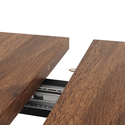 Mesa de jantar retrátil - MDF e metal - tampo com efeito de grão de madeira - Castanho