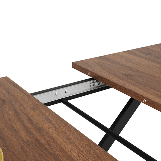Mesa de jantar retrátil - MDF e metal - tampo com efeito de grão de madeira - Castanho