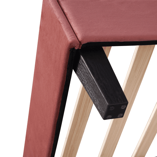 Cama de casal estofada em veludo - 140x200cm - cabeceira em forma de flor - com estrado de ripas - Vermelho