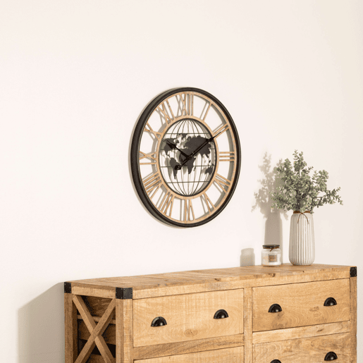 Relógio de Parede Alessio para Sala de Estar e Sala de Jantar, Design Moderno, Preto 67 cm, Elegante e Funcional