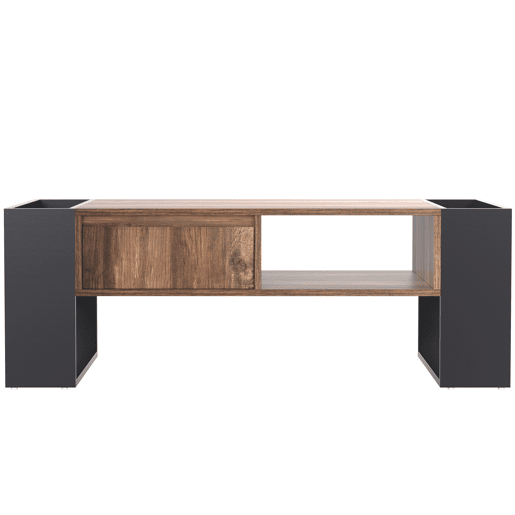 Mesa de centro com uma gaveta - estilo industrial - Castanho e preto