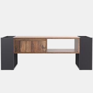 Mesa de centro com uma gaveta - estilo industrial - Castanho e preto
