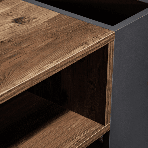 Mesa de centro com uma gaveta - estilo industrial - Castanho e preto