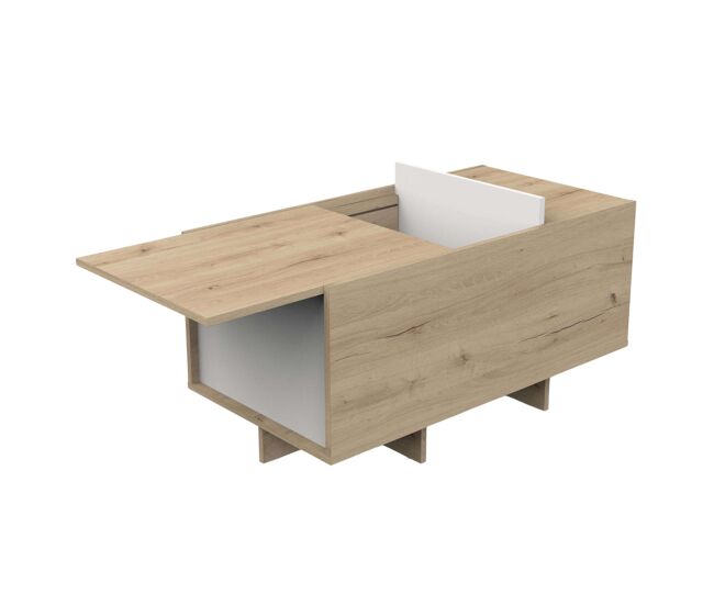 Mesa de centro lead 1 puerta, puerta corredera, 1 hueco color roble artisan y blanco