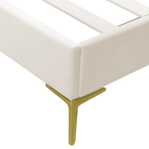 Cama estofada em veludo 140x200cm com estrado de ripas - cabeceira regulável - bege