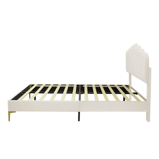 Cama estofada em veludo 140x200cm com estrado de ripas - cabeceira regulável - bege