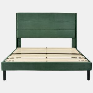 Cama estofada em veludo - 140x200cm - estilo contemporâneo - Verde