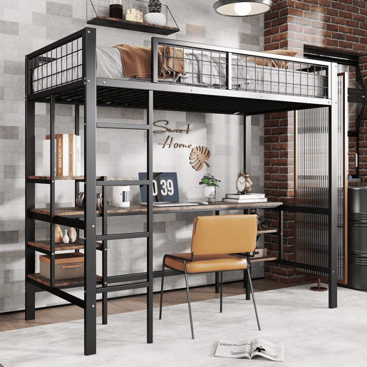 Cama alta para crianças,cama de solteiro de metal 90x200cm,preto