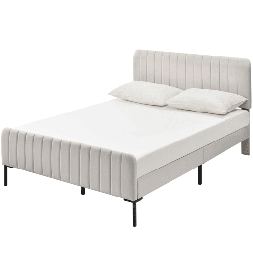 Cama de adulto estofada em tecido de linho - 160x200 cm - com cabeceira regulável e estrado de ripas - Cinzento claro