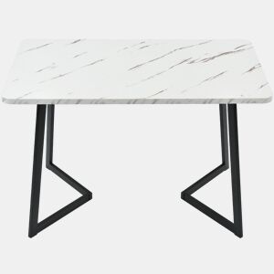 Mesa de jantar - tampo em mármore - pés em metal preto - 117x68cm - Preto e branco