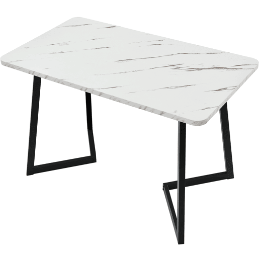 Mesa de jantar - tampo em mármore - pés em metal preto - 117x68cm - Preto e branco