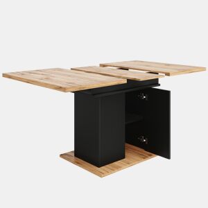Mesa de jantar retrátil 140x70 cm - em MDF - com arrumação - Preto e Natural