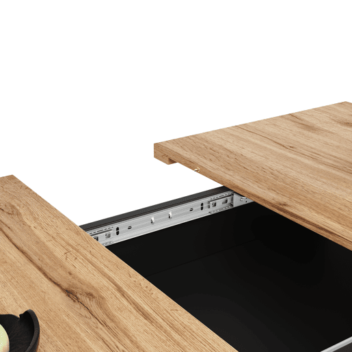 Mesa de jantar retrátil 140x70 cm - em MDF - com arrumação - Preto e Natural