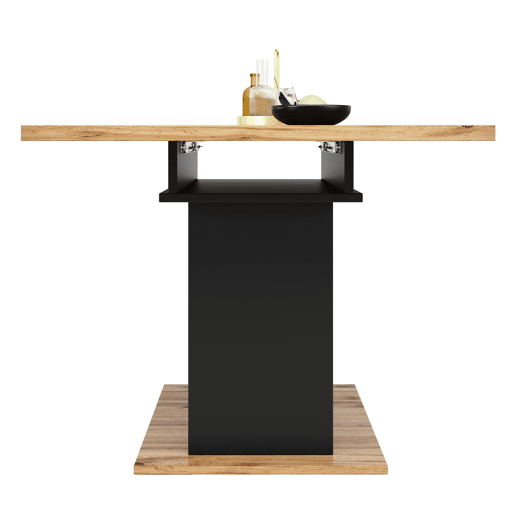 Mesa de jantar retrátil 140x70 cm - em MDF - com arrumação - Preto e Natural