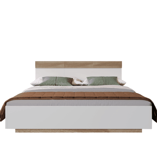 Cama para adultos 180x200 cm - cama flutuante com estrado de ripas - estrutura de madeira - branco