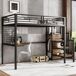 Cama alta infantil de metal y mdf Cama alta infantil de metal y mdf Negro