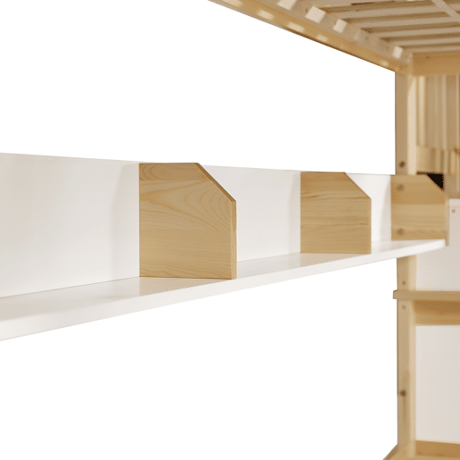 Beliche,cama gavetão de madeira de pinho 90120x200(90x190)cm,branco+natural