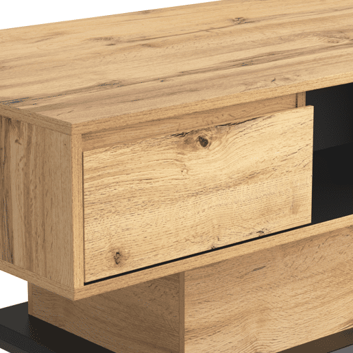 Mesa de centro com gaveta e nicho - estilo industrial - Natural Mesa de centro com gaveta e nicho - estilo industrial - Natural