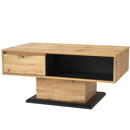 Mesa de centro com gaveta e nicho - estilo industrial - Natural Mesa de centro com gaveta e nicho - estilo industrial - Natural