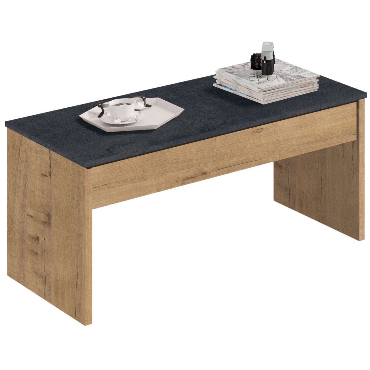 Mesa de Ctro Elevable Moderno con Almacaje