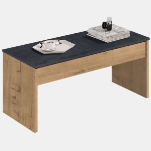 Mesa de centro elevatória em carvalho e mármore para sala de estar, sala de jantar, estilo moderno, armazenamento, 47-58 x 100 x 50 cm