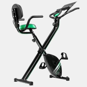 Cecotec Bicicleta estática dobrável com encosto. Ecrã LCD. Resistência magnética variável. Selim de conforto com encosto e alças de apoio laterais. Suporte para tabletes y rodas de transporte.