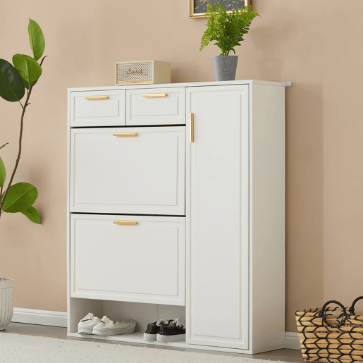 Sapateira - 3 abas, 2 gavetas e 2 prateleiras - Branco Sapateira - 3 abas, 2 gavetas e 2 prateleiras - Branco