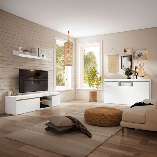 Suporte de TV, Branco Fosco e Natural, Médio Suporte de TV, Branco Fosco e Natural, Médio