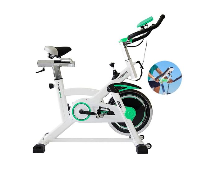 Cecotec bicicleta indoor profesional extreme x. volante de inercia de 16 kg, niveles de resistencia variable, pulsómetro
