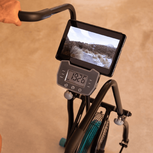 Cecotec Bicicleta de resistência ao ar. Bicicleta de ar. Selim regulável verticalmente. Ecrã LCD. Suporte para dispositivo. Apoios para pés. Guiador almofado.