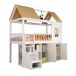Cama alta cabaña infantil de madera maciza Cama alta cabaña infantil de madera maciza Natural/ Blanco