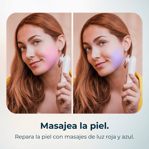 Cecotec Massajador facial de fototerapia com luz azul e luz vermelha, com função de calor, vibração e microcorrente EMS. em também um ecrã e funciona com bateria. Cecotec Massajador facial de fototerapia com luz azul e luz vermelha, com função de calor, vibração e microcorrente EMS. em também um ecrã e funciona com bateria.