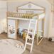 Cama alta infantil de madera de pino Cama alta infantil de madera de pino Natural/ Blanco