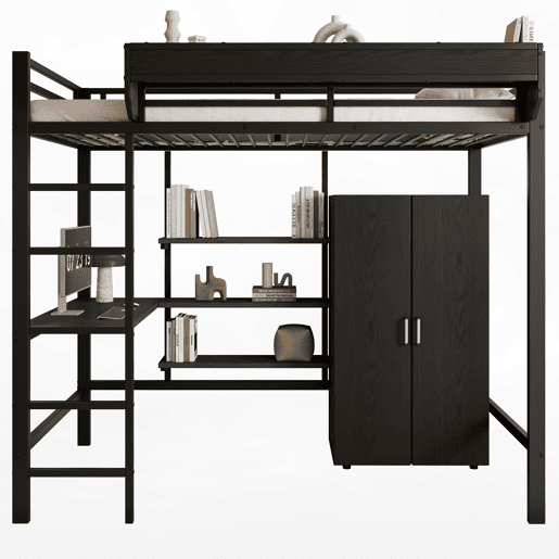 Cama alta para crianças,cama de solteiro de metal 90x200cm,preto