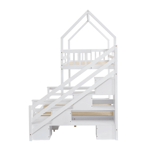 Beliche,cama-casa de madeira de pinho 90x200cm com 2 gavetas,branco Beliche,cama-casa de madeira de pinho 90x200cm com 2 gavetas,branco