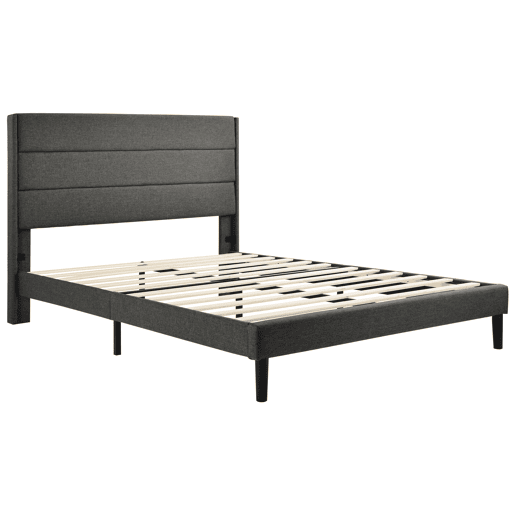 Cama estofada em linho - 140x200cm - estilo contemporâneo - Cinzento