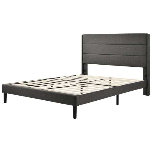 Cama estofada em linho - 140x200cm - estilo contemporâneo - Cinzento